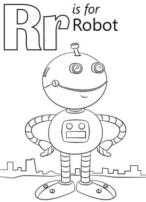 R Harfi boyama sayfası,  coloring page, Robot Harfi R, 