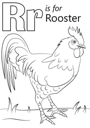 R Harfi boyama sayfası,  coloring page, Serin Horoz Harfi R, 