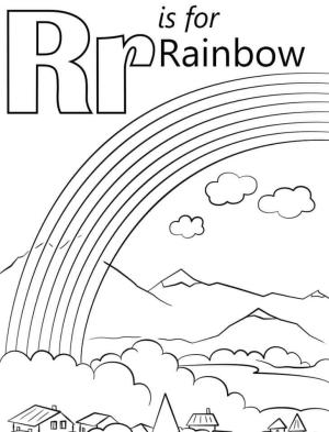 R Harfi boyama sayfası,  coloring page, Gökkuşağı, Harf R, 