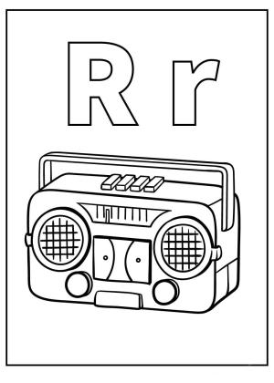 Radio boyama sayfası,  coloring page, R Harfi ve Yarıçap, 