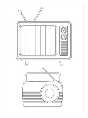 Radio boyama sayfası,  coloring page, Televizyon ve Radyo, 