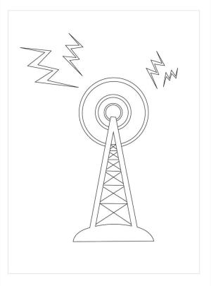 Radio boyama sayfası,  coloring page, Tek Radyo Kulesi, 