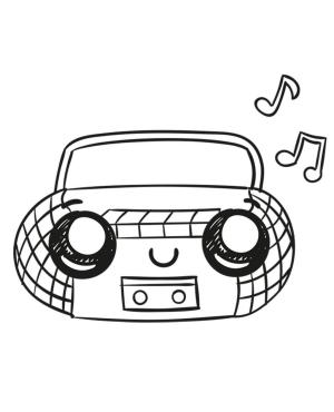 Radio boyama sayfası,  coloring page, Radyo Gülümseyen Çizim, 