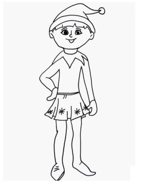 Raftaki Elf boyama sayfası,  coloring page, Rafta Gülümseyen Elf, 