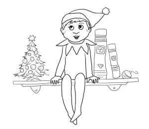 Raftaki Elf boyama sayfası,  coloring page, Rafta Mutlu Elf, 