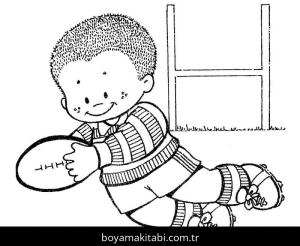 Ragbi boyama sayfası – sevimli karakter, sanatsal çalışma