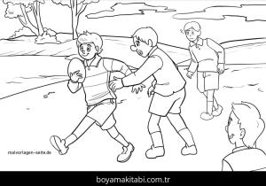 Ragbi boyama sayfası – sanatsal çalışma, çocuklar için