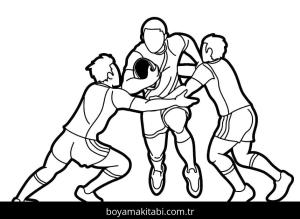 Ragbi boyama sayfası – çocuklar için, çizgi film temalı