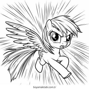 Rainbow Dash boyama sayfası – çocuk aktivitesi, PDF indir