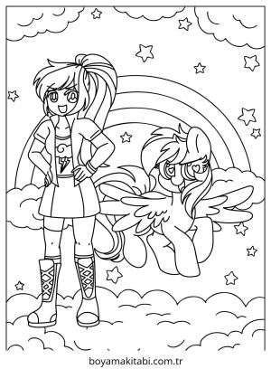 Rainbow Dash boyama sayfası – PDF indir, sevimli karakter