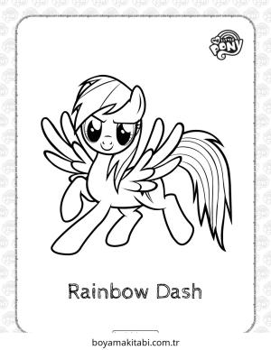 Rainbow Dash boyama sayfası – çizgi film temalı, basit çizim