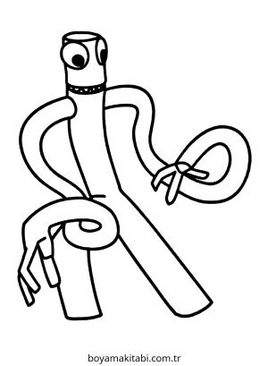 Gökkuşağı Arkadaşları (Rainbow Friends) boyama sayfası – el becerilerini geliştirir, boyama çalışması