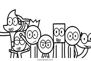 Gökkuşağı Arkadaşları (Rainbow Friends) boyama sayfası – sanatsal çalışma, çocuklar için