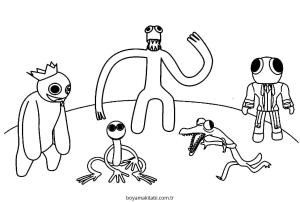 Gökkuşağı Arkadaşları (Rainbow Friends) boyama sayfası – evde etkinlik, ücretsiz yazdır