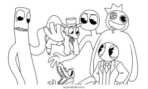 Gökkuşağı Arkadaşları (Rainbow Friends) boyama sayfası – el becerilerini geliştirir, boyama çalışması