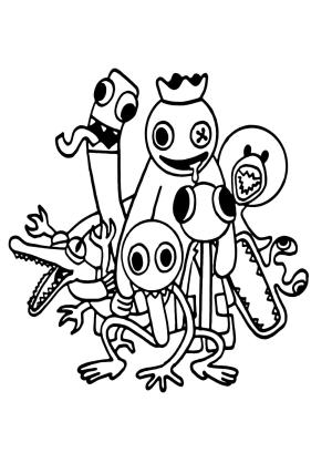 Gökkuşağı Arkadaşları (Rainbow Friends) boyama sayfası,  coloring page, Gökkuşağı Arkadaşları Deki karakterler, 