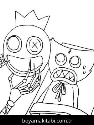 Gökkuşağı Arkadaşları (Rainbow Friends) boyama sayfası – çocuk aktivitesi, PDF indir