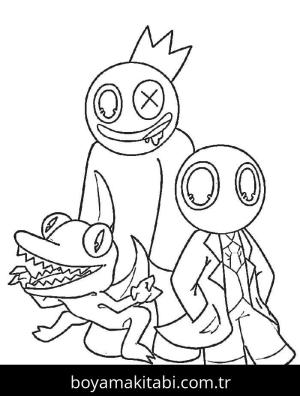 Gökkuşağı Arkadaşları (Rainbow Friends) boyama sayfası – renkli çizimler, okul öncesi