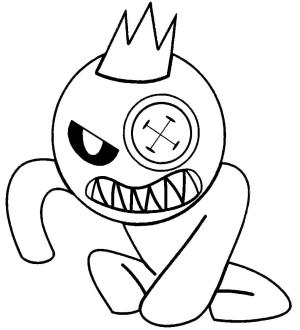 Gökkuşağı Arkadaşları (Rainbow Friends) boyama sayfası,  coloring page, Ürkütücü Mavi Gökkuşağı Arkadaşı, 