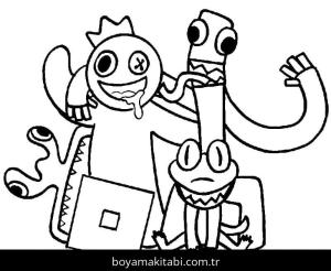 Gökkuşağı Arkadaşları (Rainbow Friends) boyama sayfası – el becerilerini geliştirir, boyama çalışması