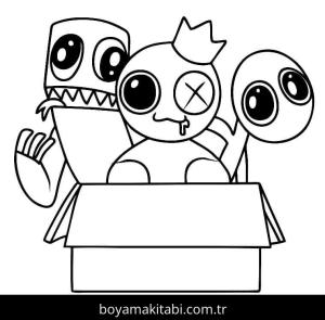 Gökkuşağı Arkadaşları (Rainbow Friends) boyama sayfası – PDF indir, sevimli karakter