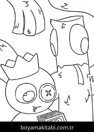 Gökkuşağı Arkadaşları (Rainbow Friends) boyama sayfası – çizgi film temalı, basit çizim