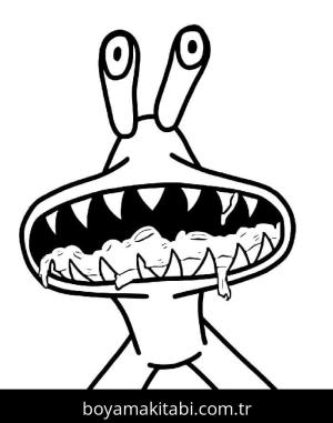 Gökkuşağı Arkadaşları (Rainbow Friends) boyama sayfası – el becerilerini geliştirir, boyama çalışması