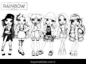 Rainbow High boyama sayfası – eğlenceli etkinlik, el becerilerini geliştirir