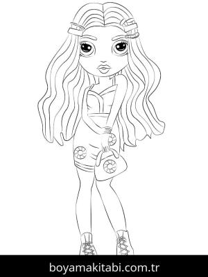 Rainbow High boyama sayfası – sevimli karakter, sanatsal çalışma