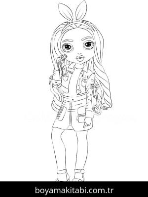 Rainbow High boyama sayfası – PDF indir, sevimli karakter