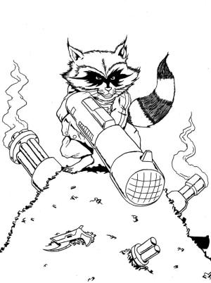 Rakun boyama sayfası, Raccoons coloring page, Rakun Tutan Silah, 