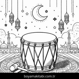 Ramazan Bayramı boyama sayfası – basit çizim, kolay boyama