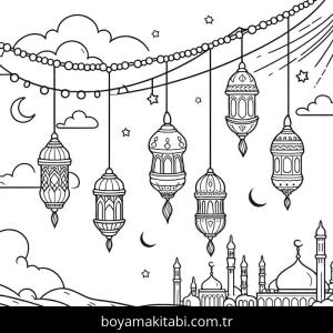 Ramazan Bayramı boyama sayfası – renkli çizimler, okul öncesi