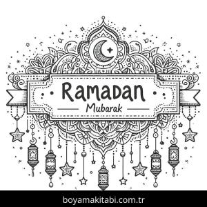 Ramazan Bayramı boyama sayfası – çizgi film temalı, basit çizim