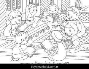 Ramazan Bayramı boyama sayfası – sevimli karakter, sanatsal çalışma