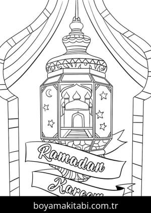 Ramazan Bayramı boyama sayfası – çizgi film temalı, basit çizim