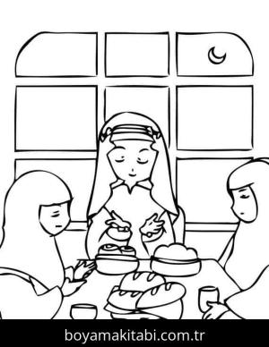 Ramazan Bayramı boyama sayfası – çocuk aktivitesi, PDF indir