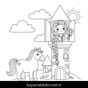 Rapunzel boyama sayfası – boyama etkinliği, çocuk aktivitesi