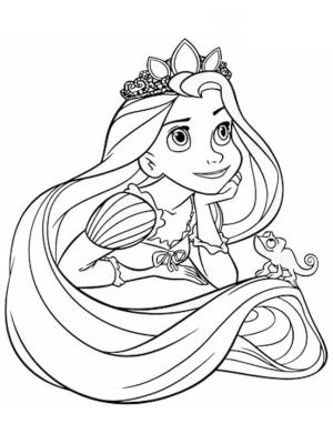 Rapunzel boyama sayfası,  coloring page, Pascal’la Güzel Rapunzel, 