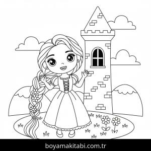 Rapunzel boyama sayfası – boyama etkinliği, çocuk aktivitesi