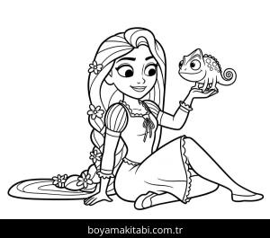Rapunzel boyama sayfası – kolay boyama, eğitici aktivite