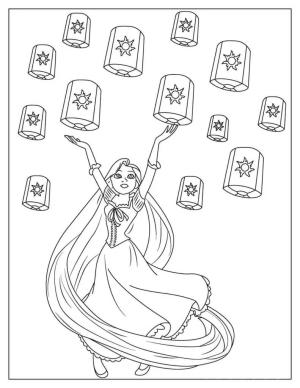 Rapunzel boyama sayfası,  coloring page, Rapunzel Feneri Serbest Bırakıyor, 