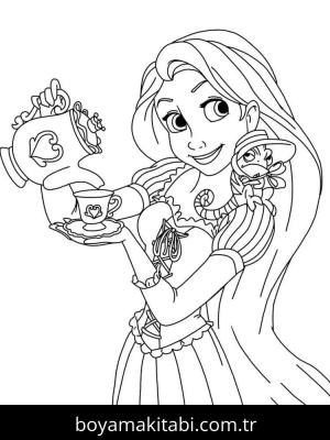 Rapunzel boyama sayfası – evde etkinlik, ücretsiz yazdır