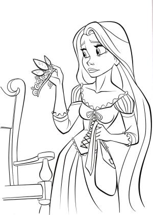 Rapunzel boyama sayfası,  coloring page, Rapunzel bir taç Tutuyor, 