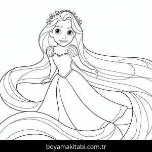 Rapunzel boyama sayfası – yaratıcılığı geliştirir, keyifli zaman