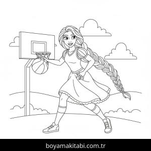 Rapunzel boyama sayfası – sevimli karakter, sanatsal çalışma
