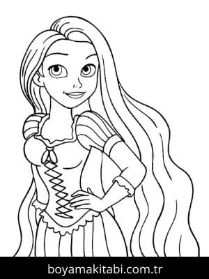 Rapunzel boyama sayfası – renkli çizimler, okul öncesi