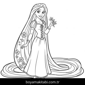 Rapunzel boyama sayfası – el becerilerini geliştirir, boyama çalışması