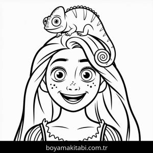 Rapunzel boyama sayfası – çocuk aktivitesi, PDF indir