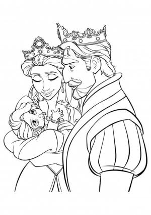 Rapunzel boyama sayfası,  coloring page, Bebek Rapunzel Kral ve Kralice’nin Kollarinda, 